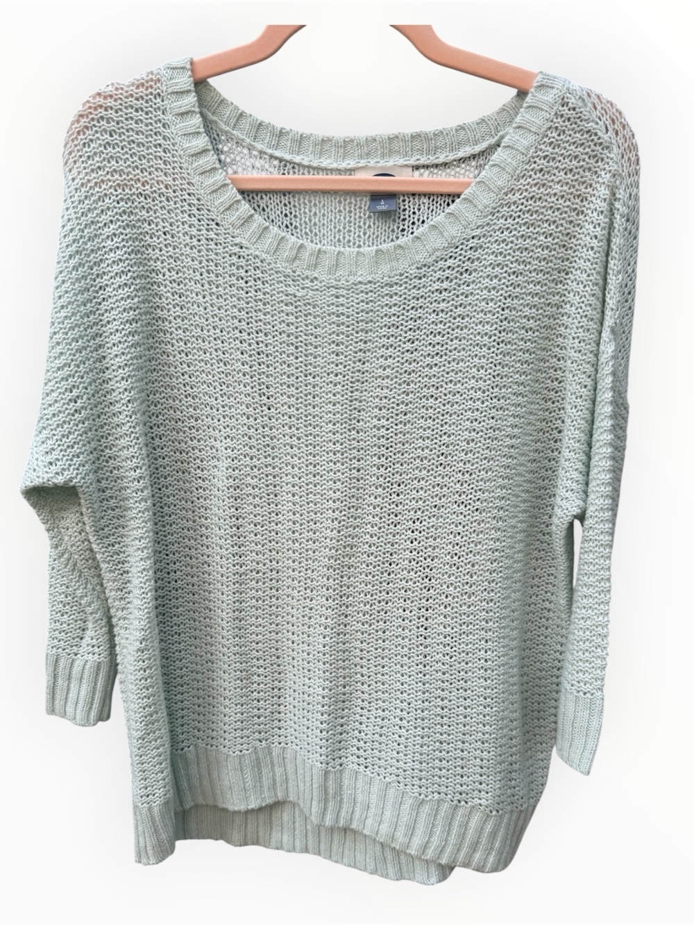 Old Navy Women’s Large Mint Green Ramie Cotton Open Knit Oversized Sweater